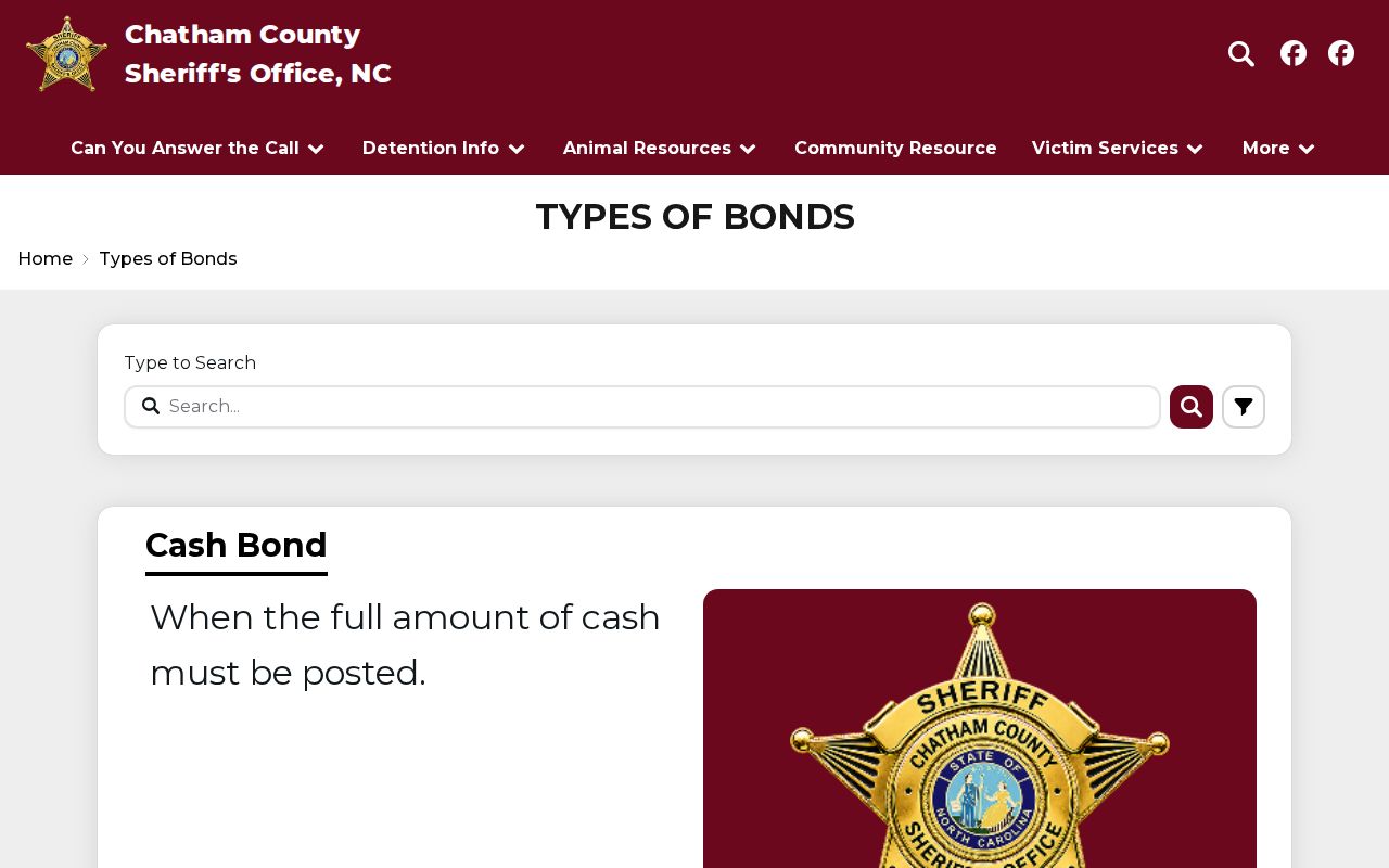 Chatham County release bond types published by the Sheriff
