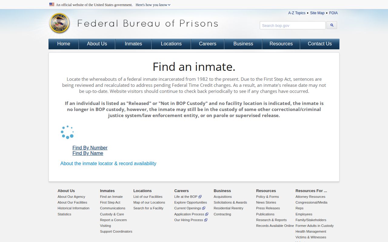 Federal BOP locator for released inmates connected to Chatham County